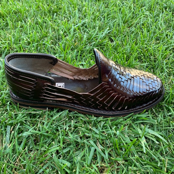 Men's Closed Toe Sandal MOCCASIN HUARACHES LEATHER HAND MADE BROWN - Picture 3 of 6